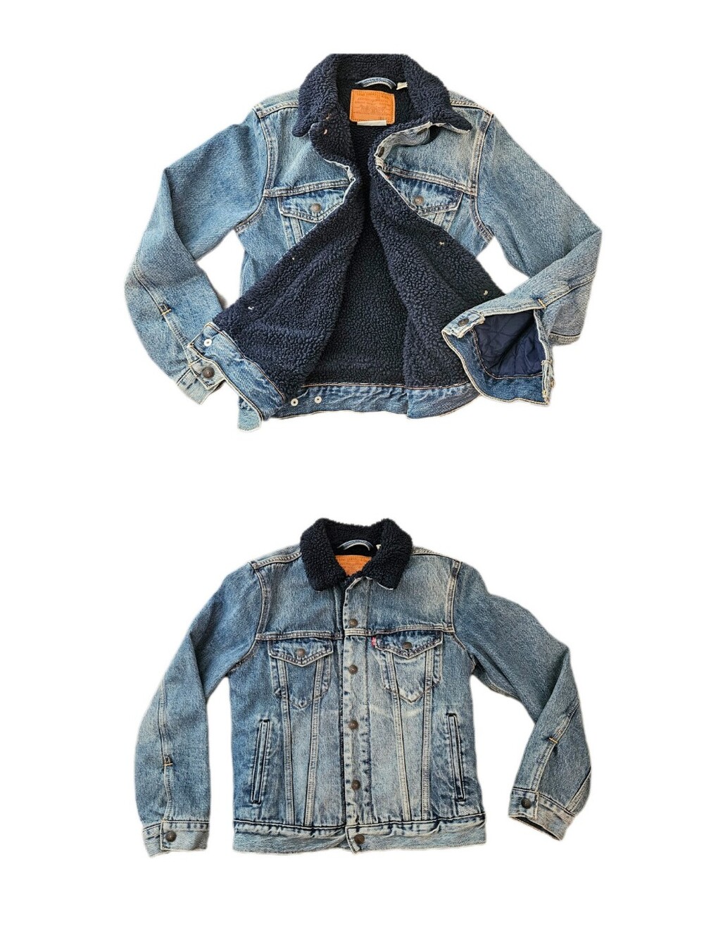 Levi's XS Blue Denim Sherpa-Lined Jacket Fall Winter